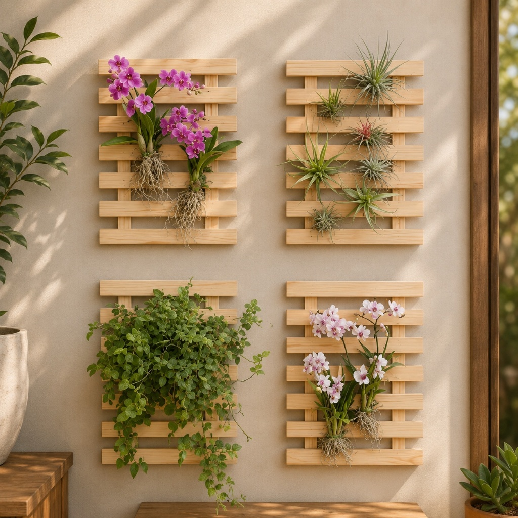 Grade de Madeira para Decoração e Plantas em Pinus Natural | KIT COM 2 -Jardim Vertical Decorativo