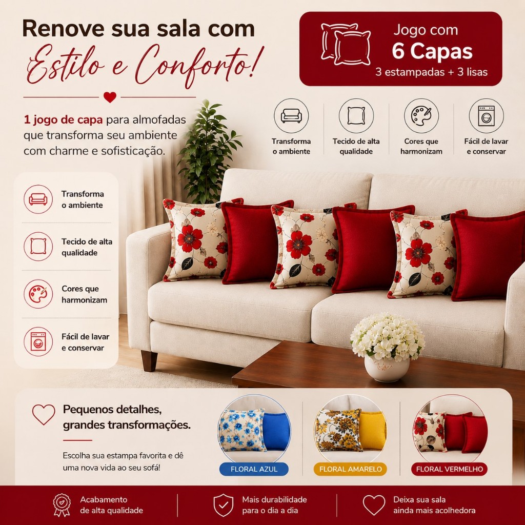 6 Capas de Almofada 45x45 cm – Rústico