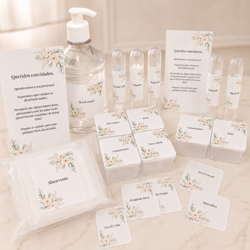 Kit Toalete Acrílico Para Banheiro de Casamento Feminino e Masculino