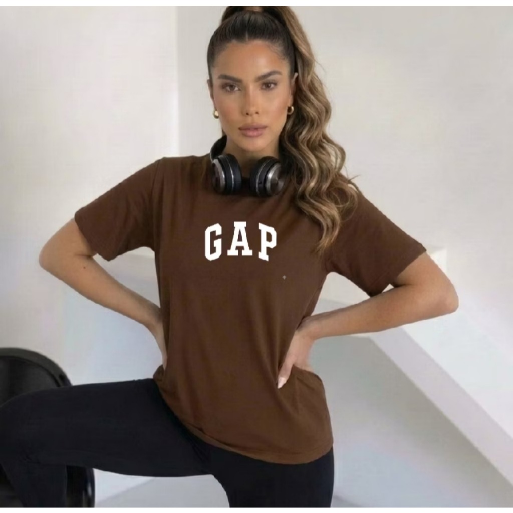Camiseta Feminina Estampa Gap Algodão Manga Curta Versátil Premium Lançamento