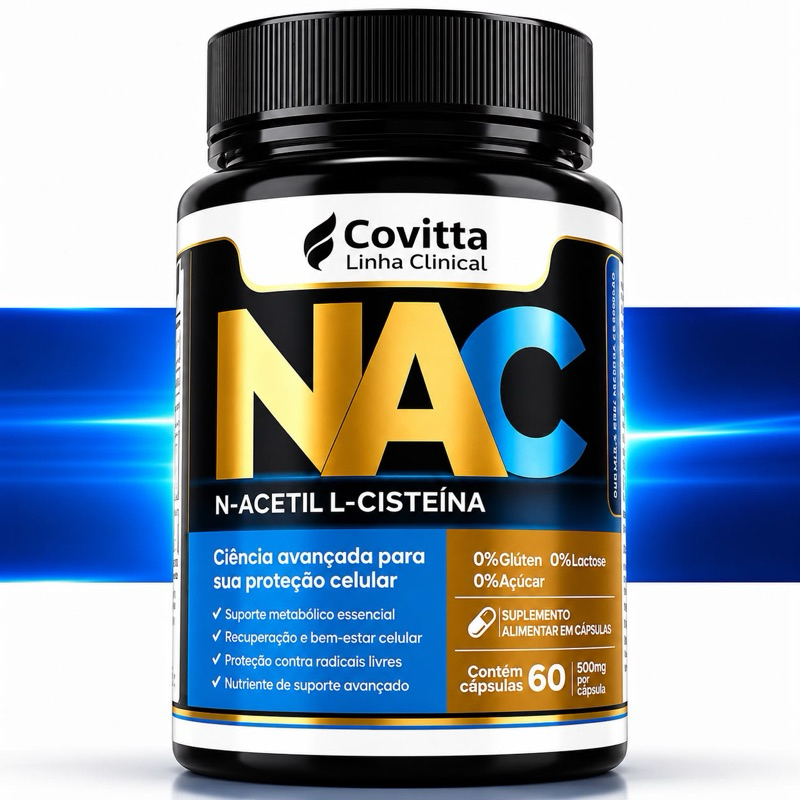 NAC Premium N-Acetil L-Cisteína 600mg 60 Cápsulas Antioxidante Saúde Celular Detox