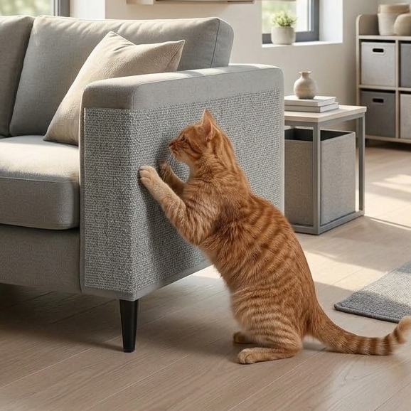 Arranhador adesivo para gatos, cortável no tamanho desejado; adequado para sofás, paredes, pisos e outros móveis