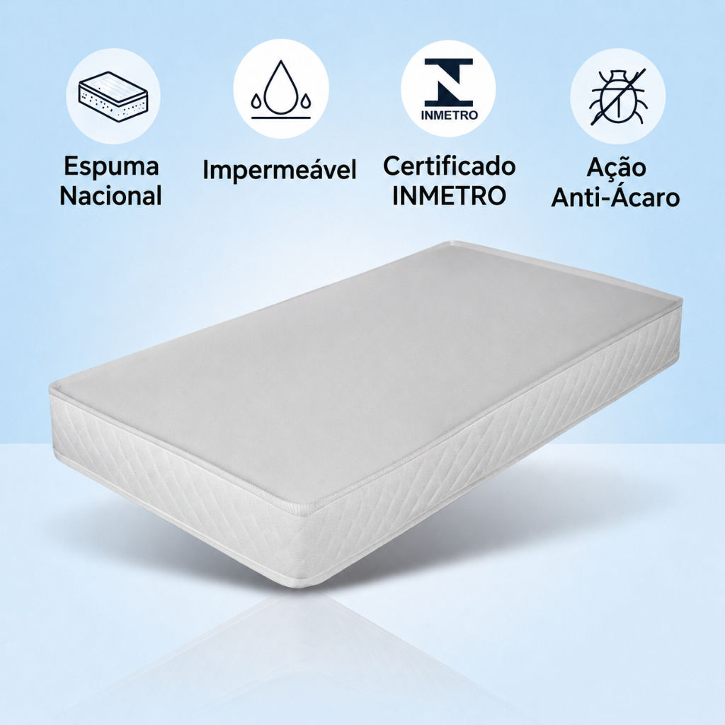 Colchão De Berço Espuma D18 Impermeável 130x0,70cm Modelo Americano Quarto Do Bebê Conforto Elegante