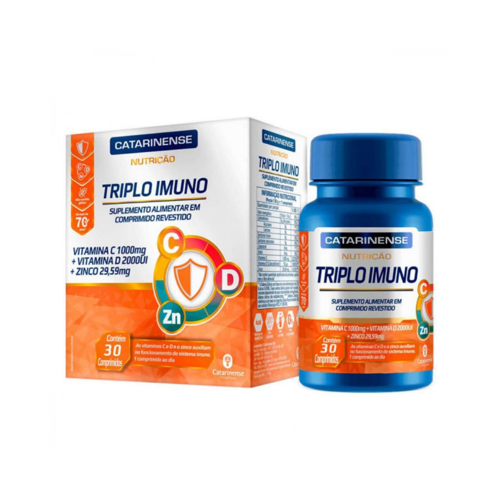 Triplo Imuno Vitamina C, D E Zinco 30 Comp Catarinense