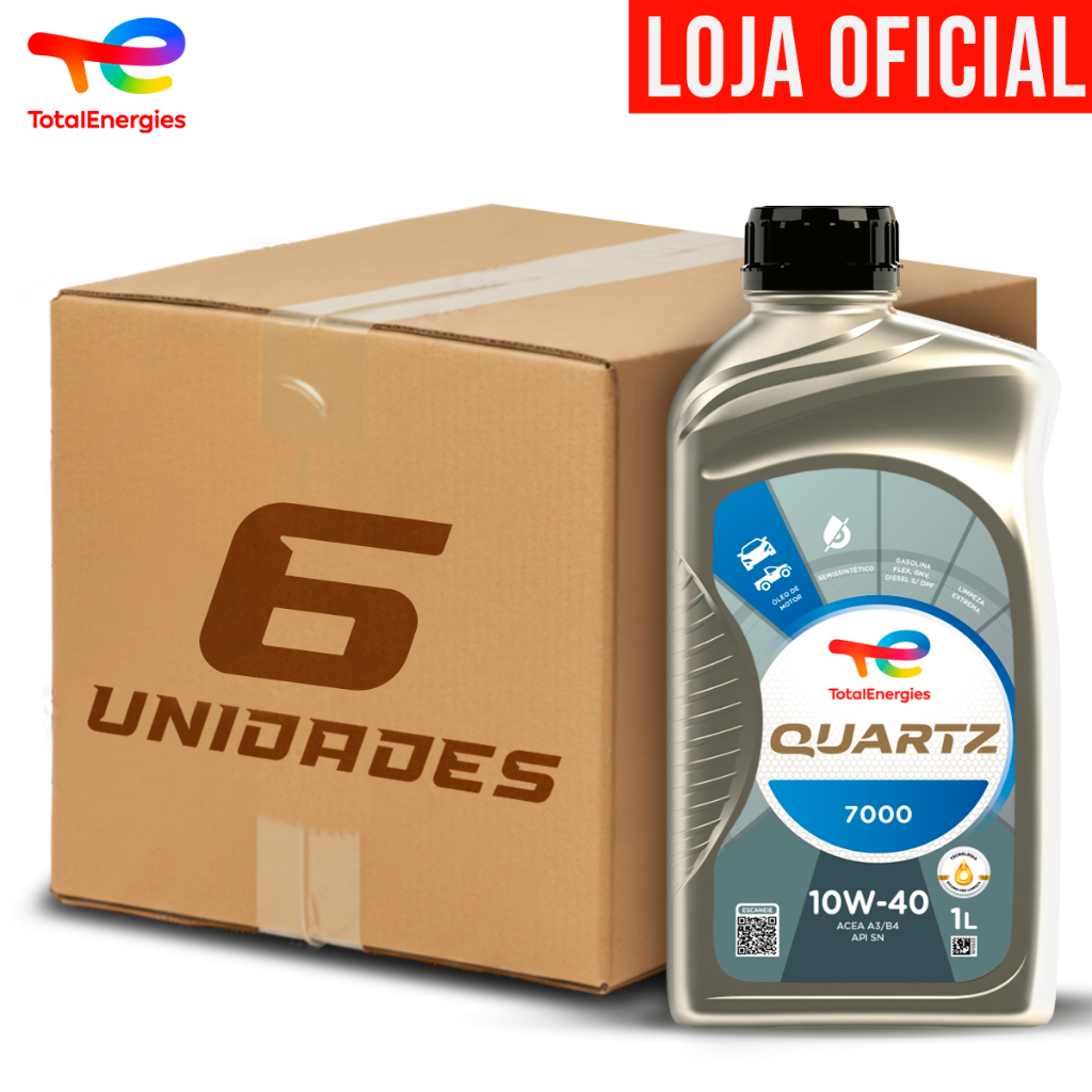 Kit 6 Óleos Semi Sintético 10W-40 Quartz 7000 ACEA A3/B4 e API SN TotalEnergies