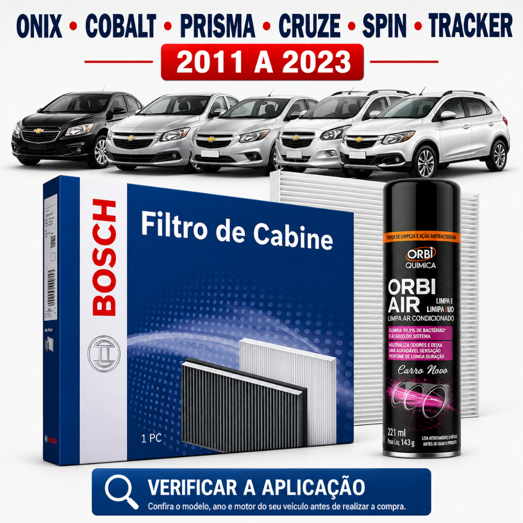 Imagem Filtro Ar Condicionado Onix Cobalt Prisma Cruze Spin Tracker  + Higienizador
