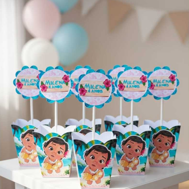 Centro de mesa cachepô personalizado| Moana Baby |decoração festa mesa de convidados| lembrancinha| Pegue e monte