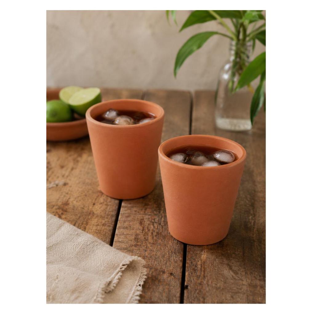 2 Copos de Barro Cerâmica /100 ml /Natural, Sem Verniz - Kit