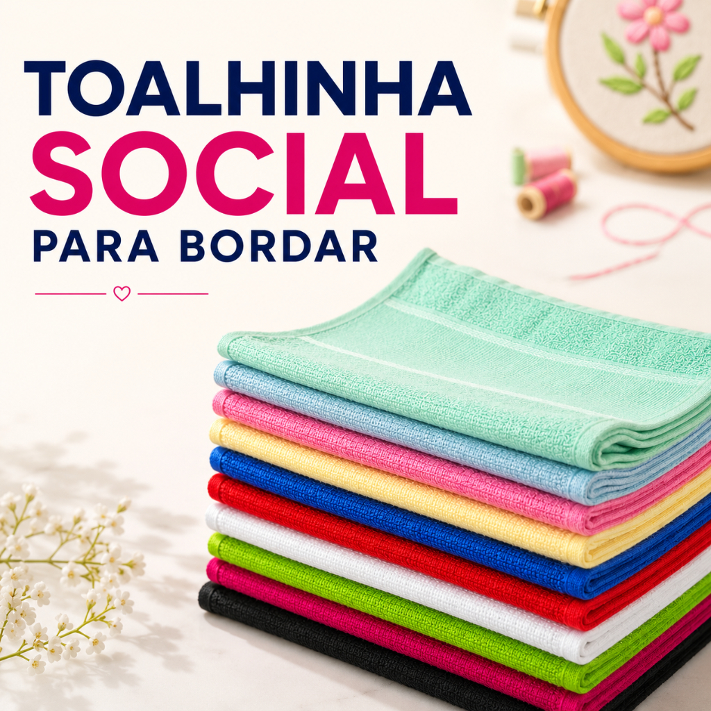 Toalhinha De Mão Social Escolar Academia Para Bordar 29 X 50cm Kit 10 Toalhas de Mão Atacado Lavabo Escolinha