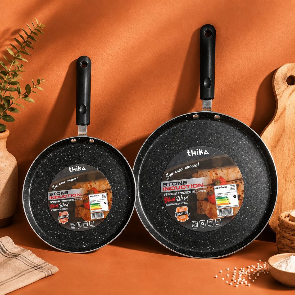 Frigideira Tapioqueira Panquequeira Antiaderente Indução 22cm ou 26cm Tapioca Crepe Panqueca