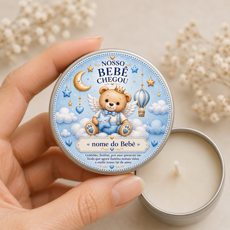 12 Lembrancinhas Maternidade Premium | Vela Aromática Personalizada | Nascimento do Bebê | Presente para Visitas