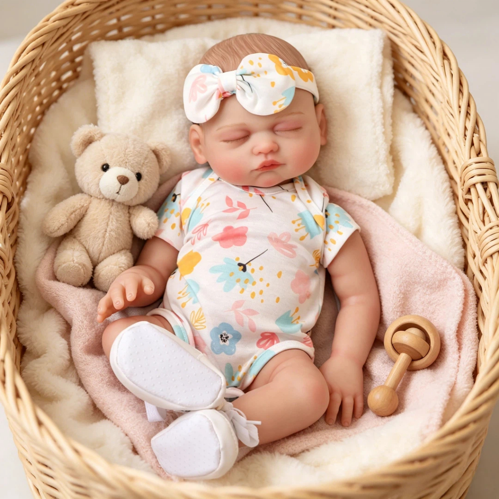 BRASTOY Bebê Reborn Realista 48cm Silicone Menina Pode Dar Banho Kit Completo Ce
