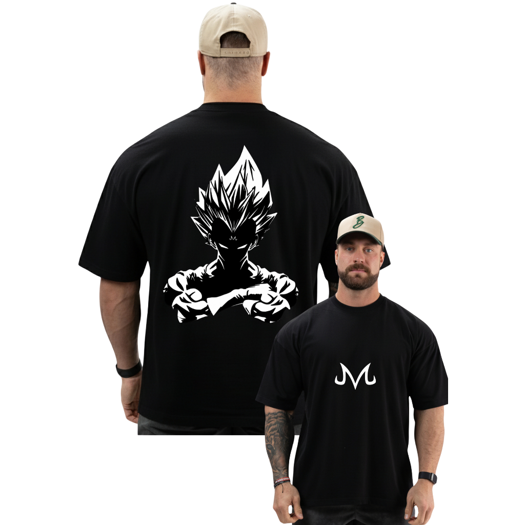 Camiseta Oversized Vegeta Dragon Ball Treino Academia 100% Algodão