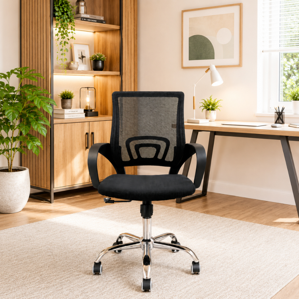Cadeira Gamer Escritório Home Office Mesh Ergonômica Giratória Design Moderno Regulagem De Altura Base Cromada E Rodízio