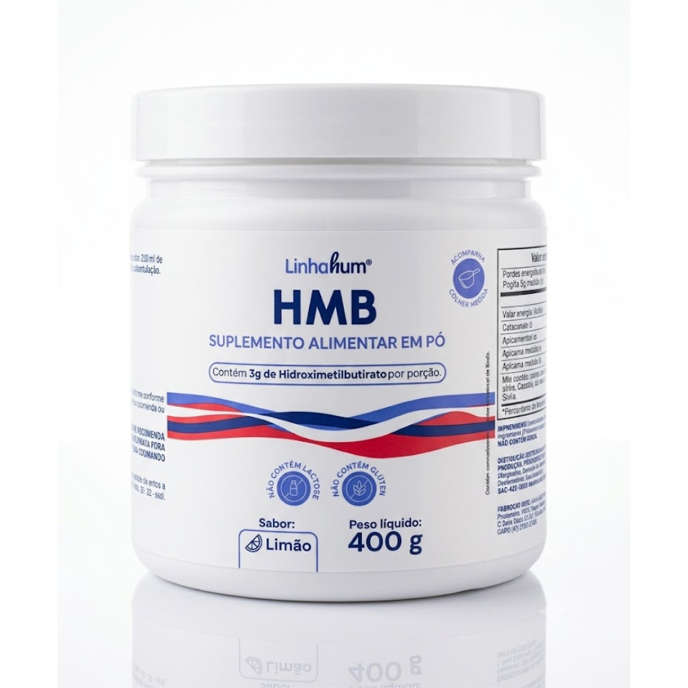 Suplemento HMB Linhahum 400g Sabor Limão Ganho Massa Muscular