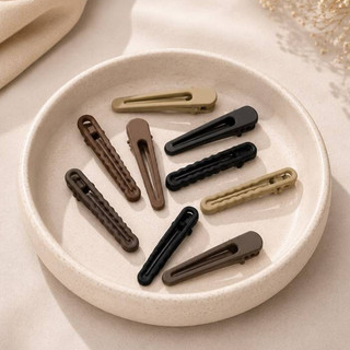 Kit 8 Ou 16 Presilhas Tic Tac Grampo de Cabelo de Franja Bico de Pato Garra Fosca 6cm Cores Neutras Nude Preto