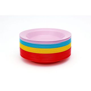 Kit até 100 Prato Fundo Redondo Refeição Churrasco Festa Pratos Plastico Natal