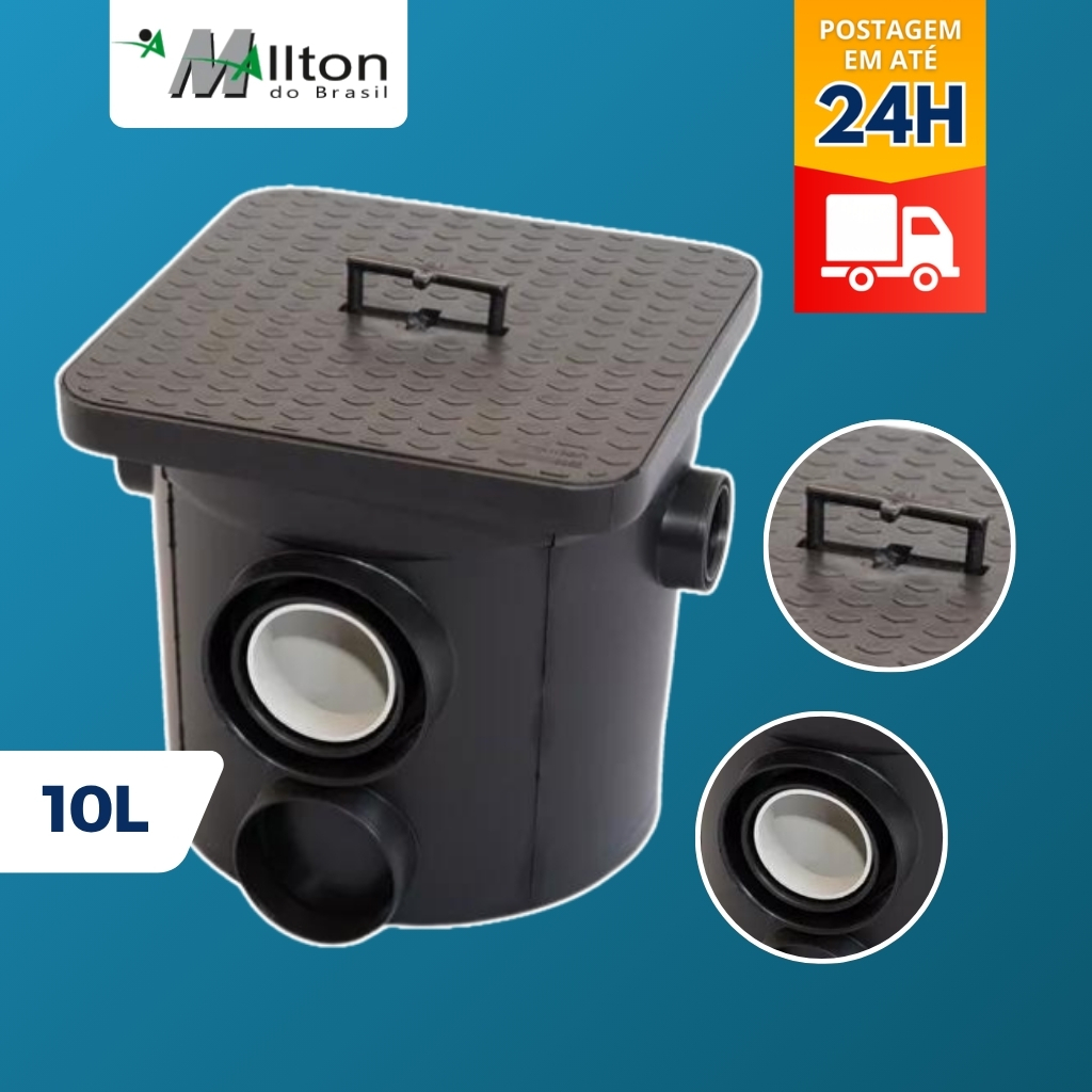 Caixa Sifonada De Gordura Com Tampa 10 Litros Mallton