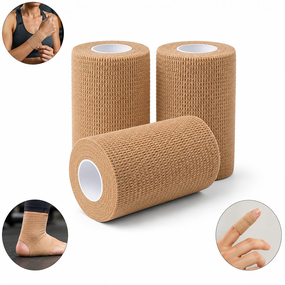 Bandagem Autoaderente Elástica Kit 3 Rolos 10cm Coesiva para Pets e Esportes