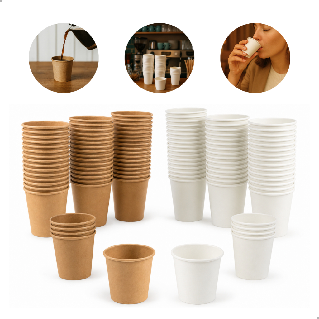 Copo de Papel 60ml Branco ou Kraft 50 ou 100 Unidades para Café Expresso e Degustação