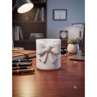 Porta Canetas Laço Decorativo 3D para Escritório | Organizador de Mesa | Decoração Home Office