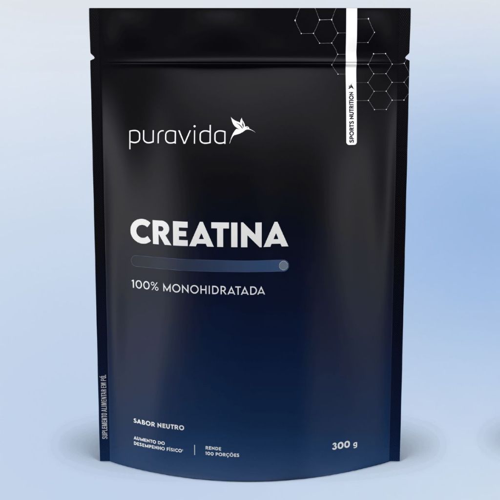 Creatina Pura vida 300g 100% Monohidratada Sabor Neutro 100 Porções