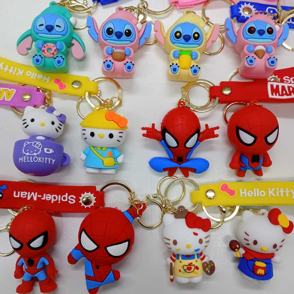 Kit Chaveiro Lembrancinha de Aniversário 5 10 15 Unidades Festa Infantil Homem Aranha Stitch Capivara Hello Kitty