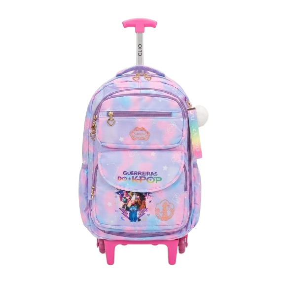 Mochila  Escolar Infantil guerreiras k-pop com Rodinhas Feminina Grande Impermeável , Reforçada