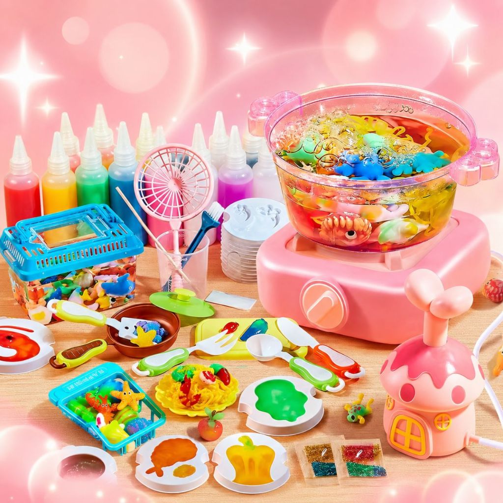 Brinquedo Cozinha Infantil Hot Pot Comidinha Faz de Conta Kit Completo Com Gel Moldes Criativo