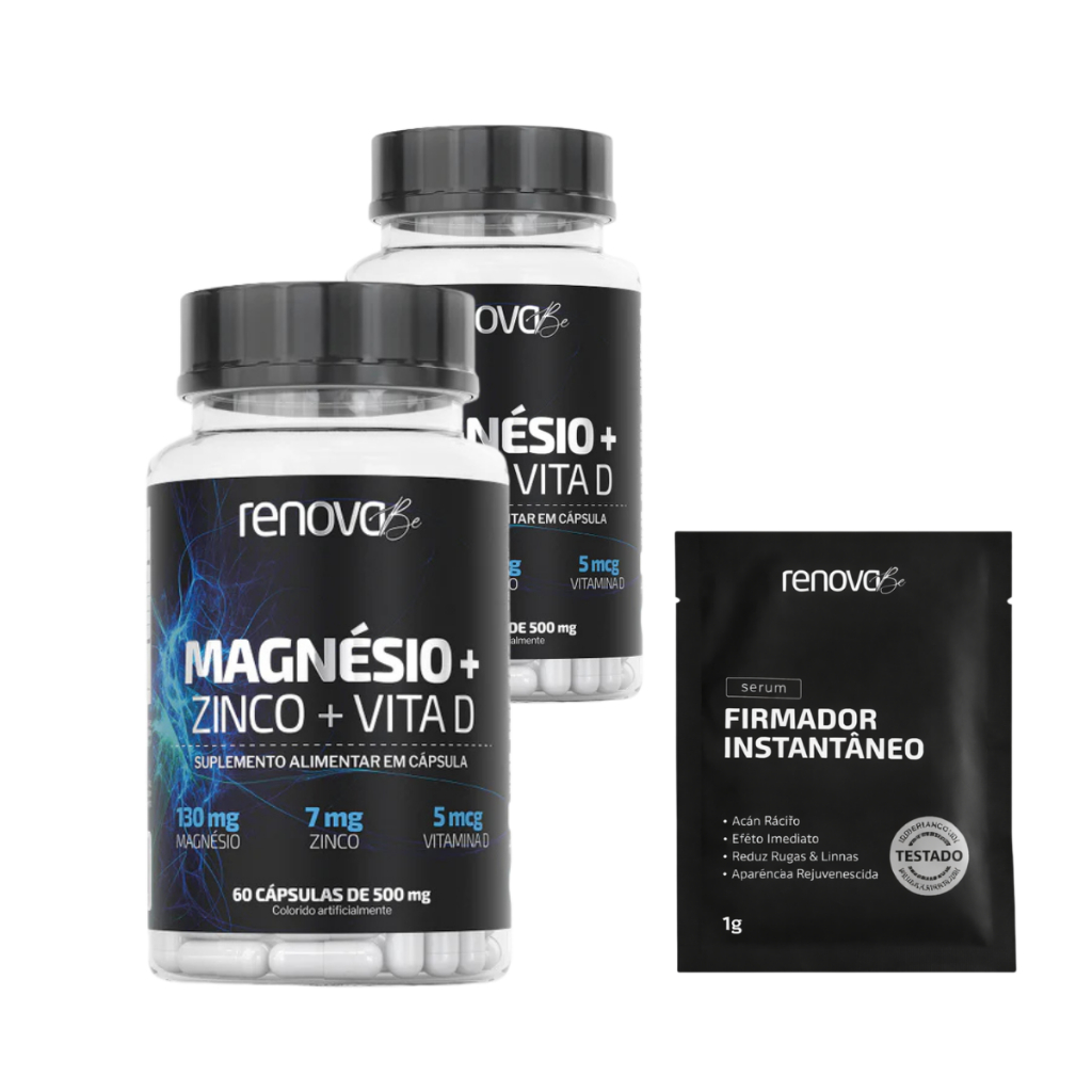 Kit 2 Magnésio + Vita D + Sachês Firmador