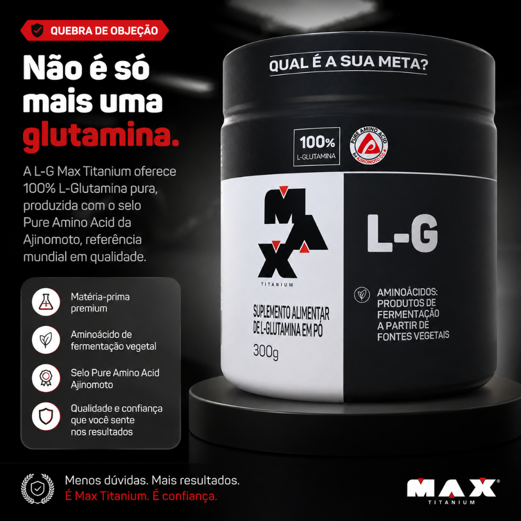 Glutamina Max Titanium Glutamina 300g Glutamina 100% Pura Glutamina Suplemento em Pó Original