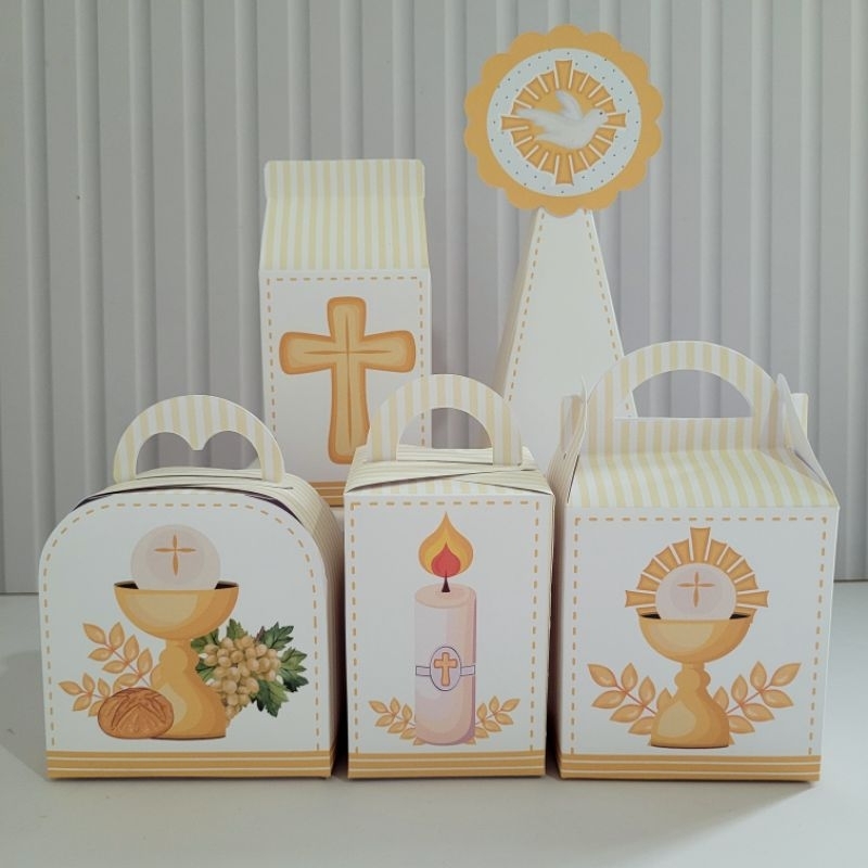 20 Caixinhas Eucaristia Amarela Primeira Comunhão Desmontada Pronta Entrega Lembrancinha Chá de Bebê Não Personalizados