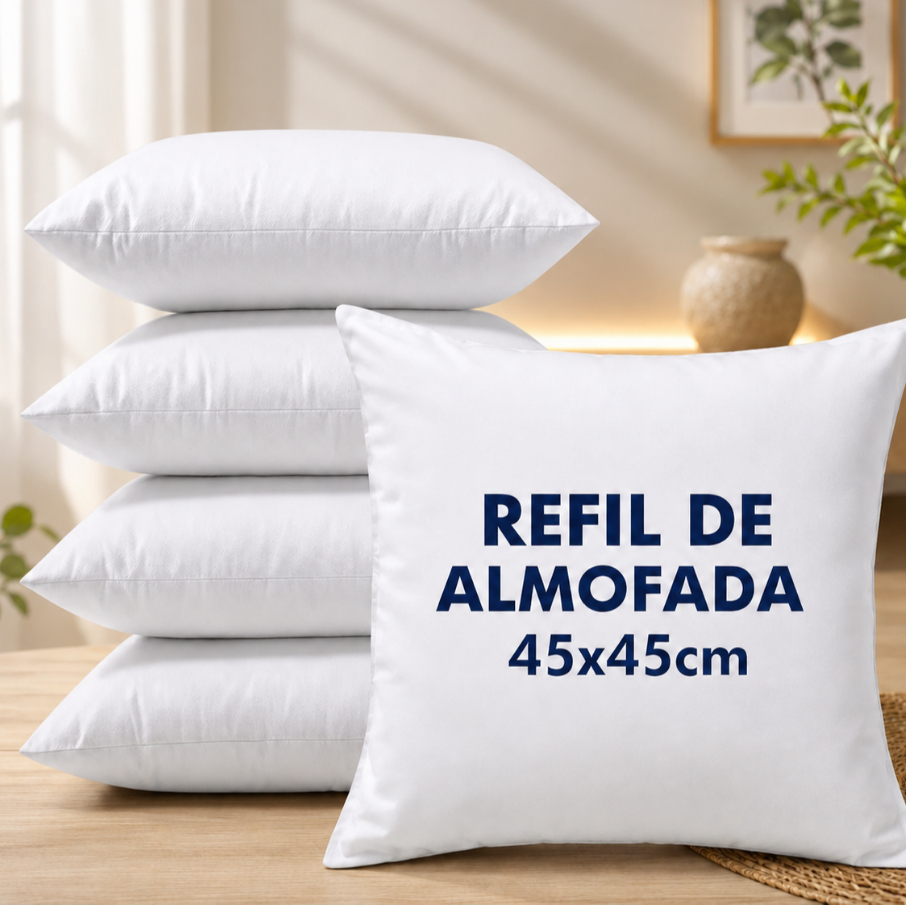 Kit Até 4 Refis de Enchimento para Almofada 45x45 cm Macio Envio Imediato