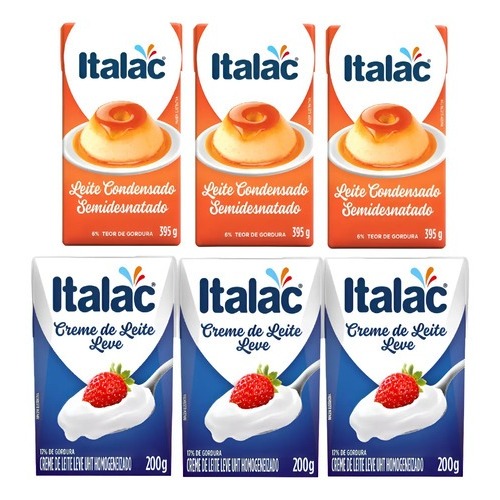 Kit Leite Condensado 12 un Atacado Italac e Creme de Leite 12 un Para Receitas Caseiras — imagem 2 de 2