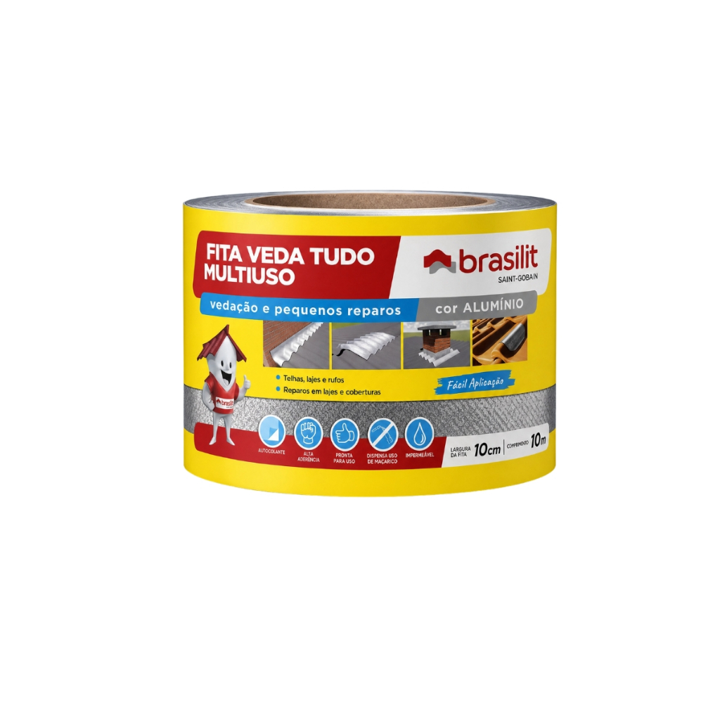Fita Veda Tudo Multiuso Manta Asfáltica Brasilit 10mx10cm Branco