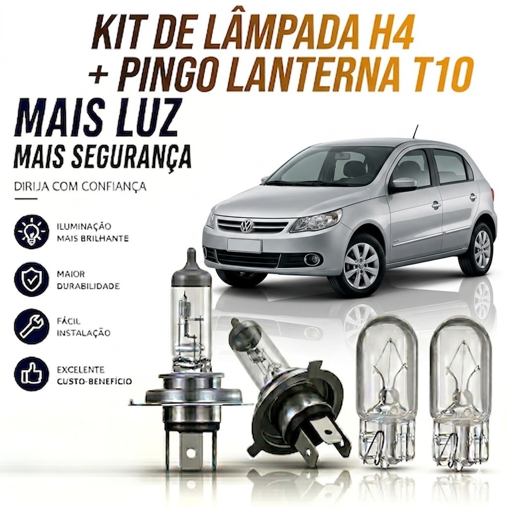 Lâmpada farol BAIXO / ALTO + LANTERNA GOL G5 2008 ATÉ 2012