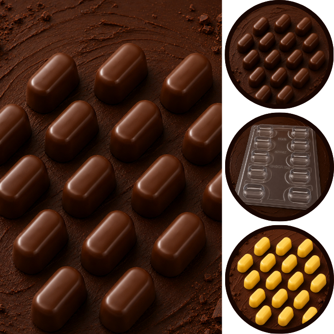 1~5 FORMA BWB SP 847 MINI TRUFA ALONGADA SILICONE (3 PARTES) PROFISSIONAL CÓD.:3522 CHOCO