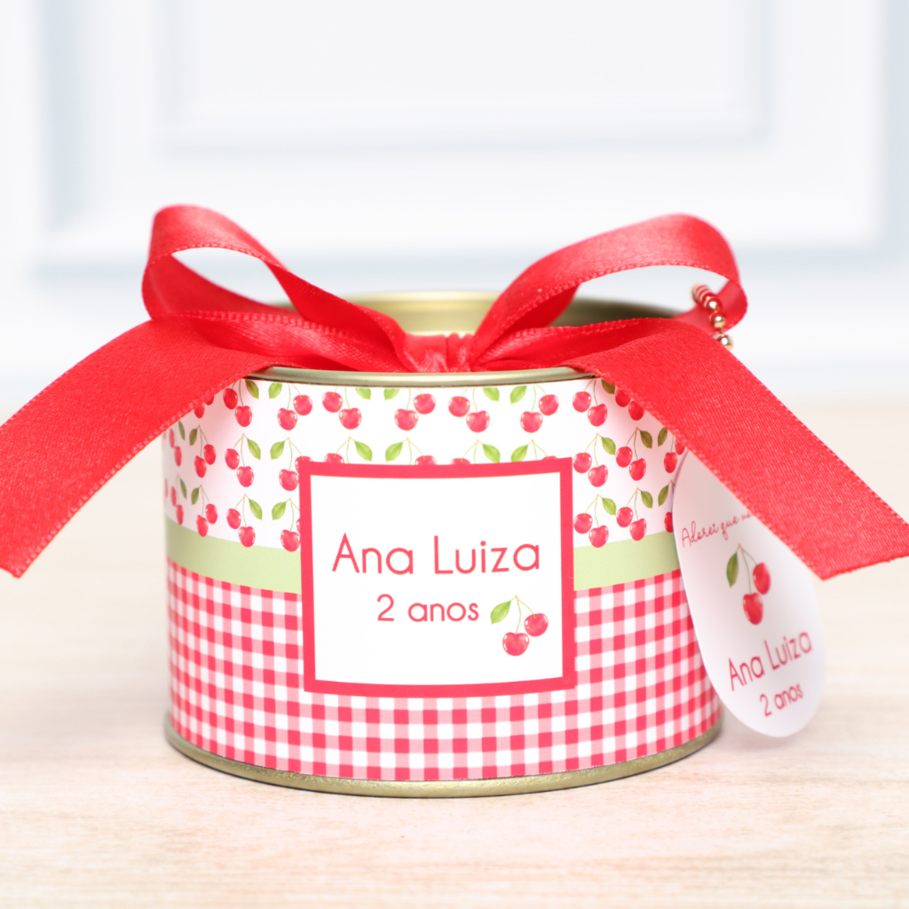 Kit Tubolata 7x5cm Personalizada Cerejinha Cereja Maternidade Lembrancinha Festa