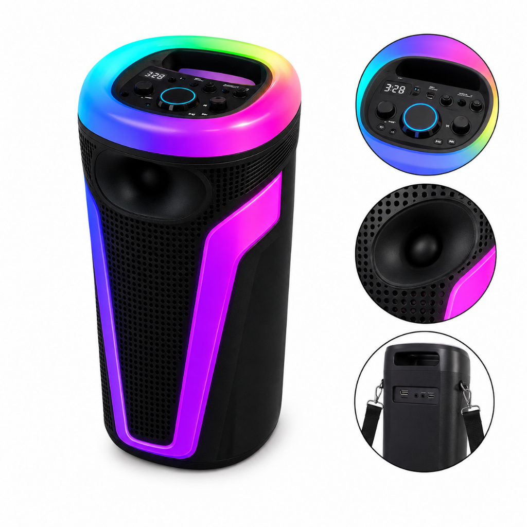 Caixa de Som Bluetooth Potente 50W LED Portátil Função TWS Xtrad Multimídia
