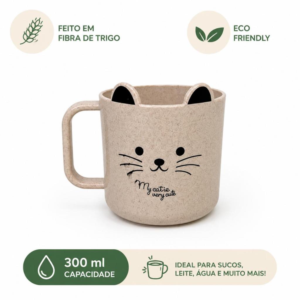 Copo Infantil com Alça De Plástico Caneca Para Criança Bebê Multiuso Menina Menino 300 ML — imagem 2 de 2