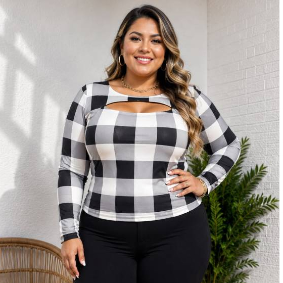 blusa plus size feminina, blusa xadrez plus size, blusa manga longa feminina, blusa em suplex …