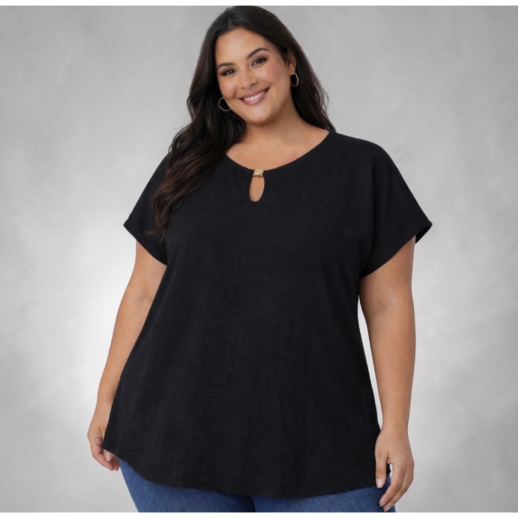 Blusa feminina plus size batinha leve manga curta confortável GG G1 G2 G3 ATE 54 — imagem 2 de 2