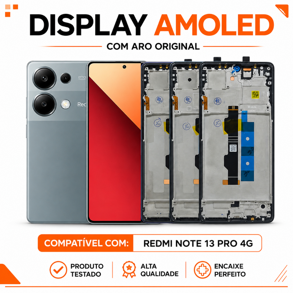 Display Redmi Note 13 Pro 4G Frontal Com Aro Tela Amoled Original Com Digital Mó