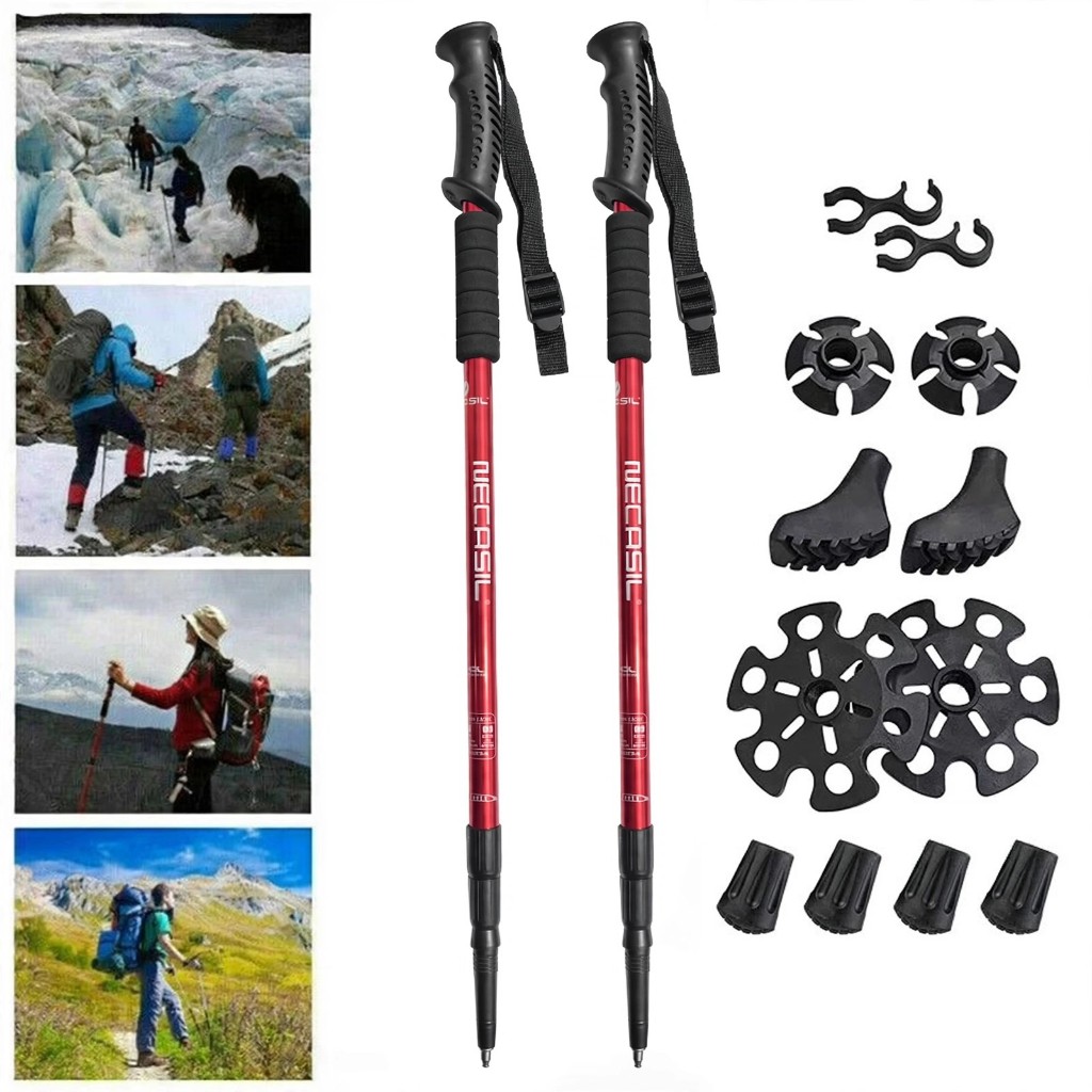 2 Un. Bastão Retrátil Anatômica Caminhada Trilha Montanha EVA 63cm–135cm