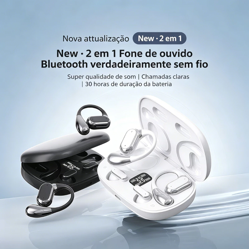 Fone de Ouvido Bluetooth On-Ear Clipe de Orelha com LED — foto 5