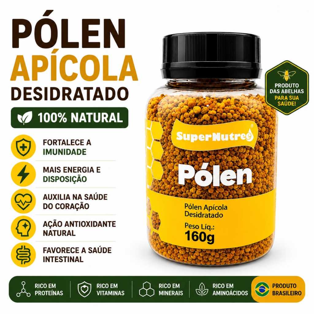 Pólen Apícola Desidratado SuperNutree - 100% Natural, Premium Superfood para Energia, Imunidade e Vitalidade