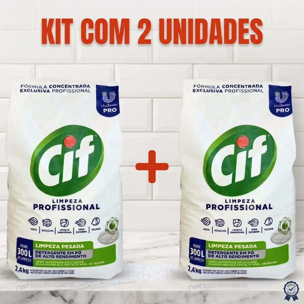 Kit 2 CIF Limpeza Profissional 2,4kg Cada Detergente em Pó Limpeza Pesada Roupas Pisos e Superfícies