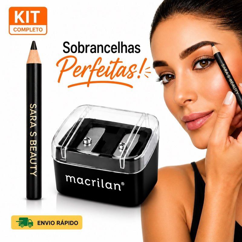 Kit Lápis para Sobrancelha + Apontador Duplo Macrilan | Maquiagem Profissional | Envio Rápido