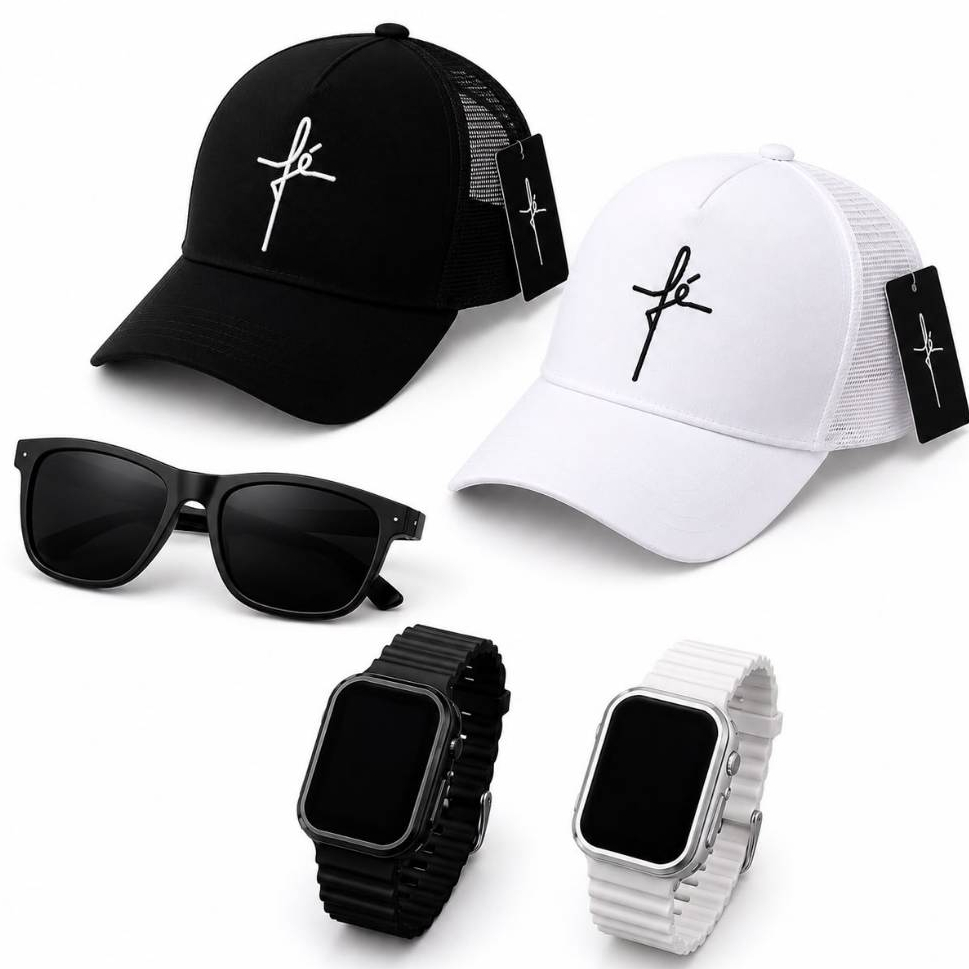 Kit Masculino Relógio Ultra Premium + Boné fé + óculos Premium Envio Imediato Promoção