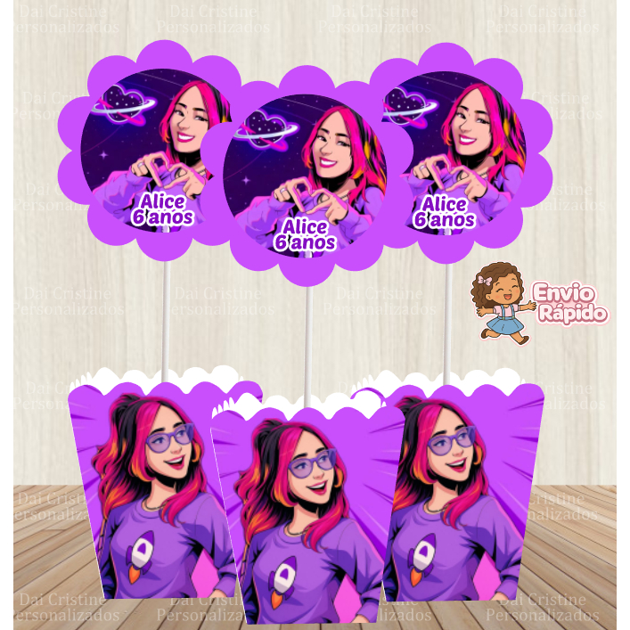 kit  Centro de Mesa Personalizado Caixa Cachepot Ketlen dos Rosas Cachepô Enfeite Arranjo
